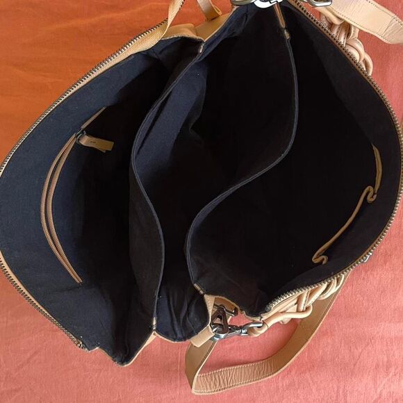 NWOT Harbour 2nd Leather Triple Compartment Satchel Crossbody Bag in Caramel - Picture 4 of 6